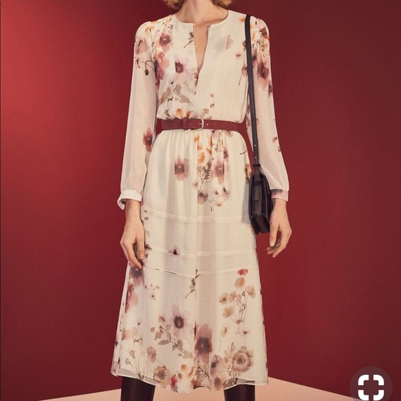 massimo dutti black floral dress